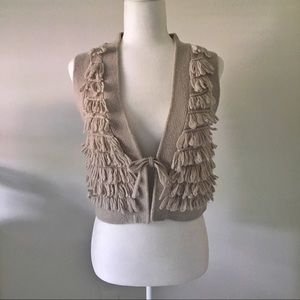Anthropologie Sleeping On Snow Fringe Benefit Vest